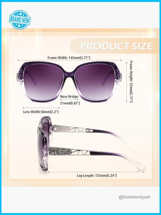 Polarized Square Sunglasses Sparkling Frame Oversized Fashion Y2K Chic